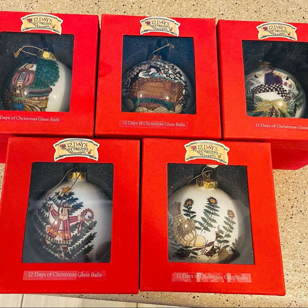 Vintage Debbie mumm 5 ornaments 12 days